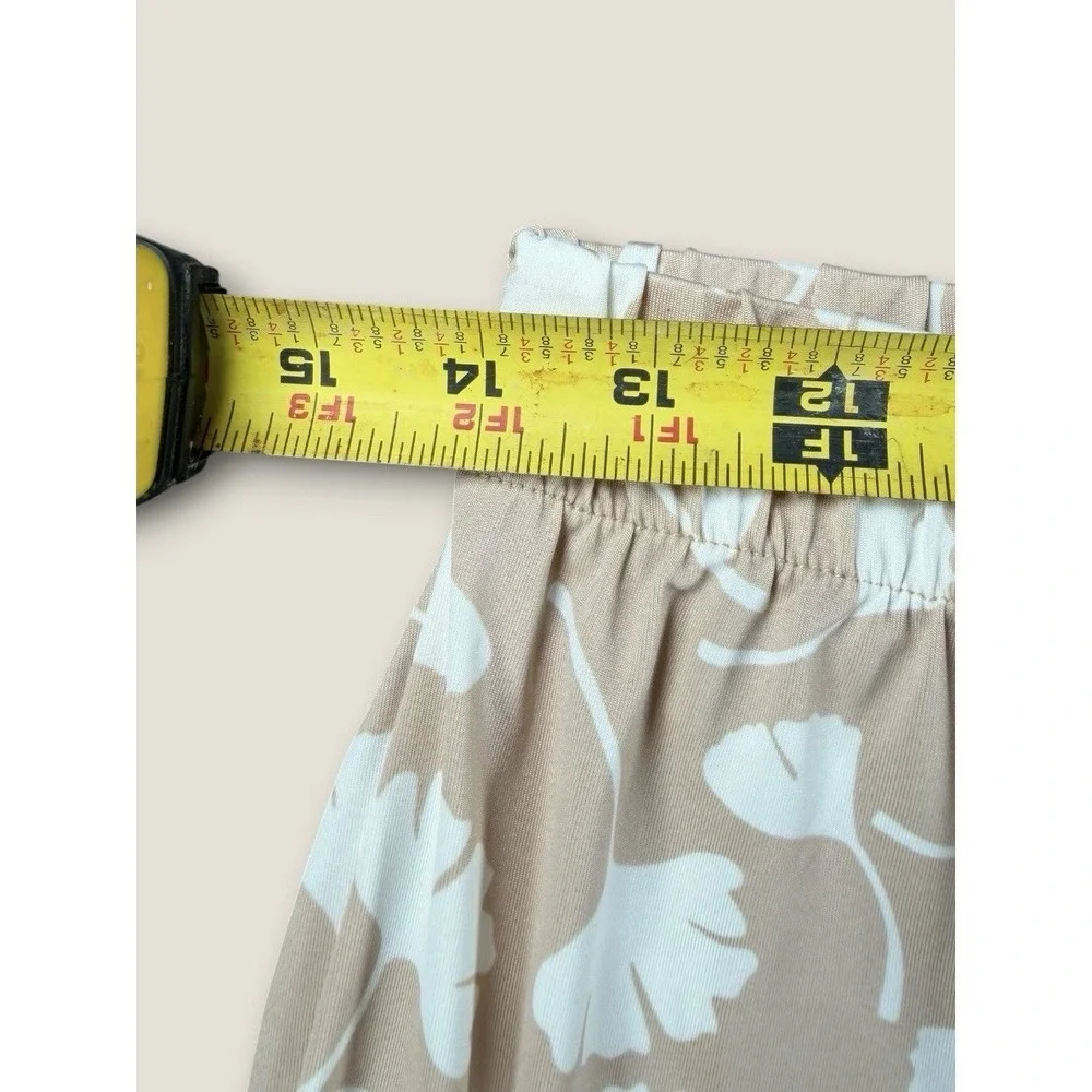 La Mer Luxe Palazzo Pants Medium Beige Ginkgo Leaf‎ Wide Leg Lounge Pajama